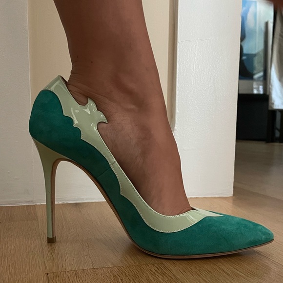 NWOT Christian Siriano Green Leather Heels - Picture 7 of 7